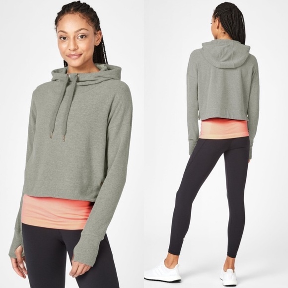 Sweaty Betty Tops - NEW Sweaty Betty Restore Luxe Crop Hoodie SIZE-XL